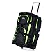 Olympia U.S.A. 8 Pocket Rolling Duffel Bag, Black/Lime, 22 inch