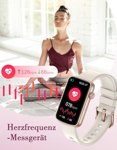 Shang Wing Smartwatch Women's Watch, Slim Fitness Tracker, Pedometer, Heart Rate Monitor, SpO2 Measurement, Sleep Monitor, Sports Watch, Small Waterproof IP68 for Android, iOS, Mobile Phone