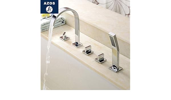 Azos Split Bathtub Faucet Waterfall Mixing Valve Brass Chrome Cold