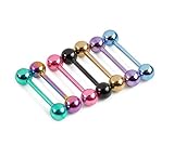 Heyuni.7pcs Mix Color Surgical Steel Tongue Piercing Barbell Tongue Rings Piercing Body Jewelry