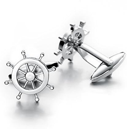Sirius Jewelry Men's Business Tuxedo Shirt Vehicle Multi Fashion Design Cufflinks (Rudder)