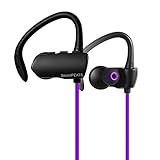 SoundPEATS Wireless Headphone Sweatproof In-ear Stereo Sports Earbuds (6 Hours Play Time, Bluetooth 4.1, aptx, Secure Ear Hooks Design with Cable Clips£- Q9A Purple