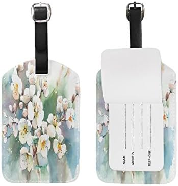 Set of 2 ,Cherry Blossom Luggage Tag Travel ID Labels for Bag Suitcases Baggage