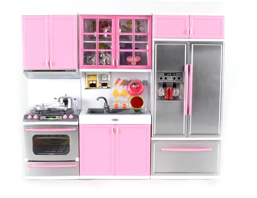 Modern Kitchen Battery Operated Toy Kitchen Playset, Perfect for 11.5" Tall Dolls