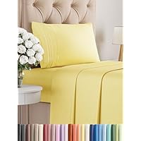 Twin Size 3 Piece Sheet Set - Comfy Breathable & Cooling Bed Sheets Set - Hotel Luxury Bedding for Women, Men, Kids, Teens, Boys & Girls - Deep Pockets, Ultra-Soft, Wrinkle Free - Oeko-Tex - Yellow