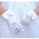 Tandi Girls Gorgeous Satin Fancy Gloves for Special Occasion Dress Formal Wedding Pageant Party Short