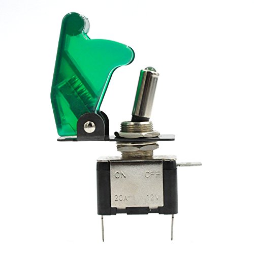 AutoEC New 12V/20A Green LED Illuminated On/off SPST Car Automotive Toggle Switch Button