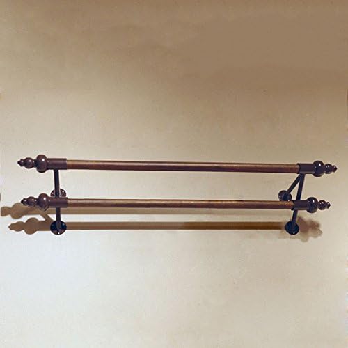 Clothing racks Solid Wood + Iron Retro Clothing Store Display Stand Double - Pole Positive Hang Wall Shelves Rack Coat Racks (Size : 60cm)