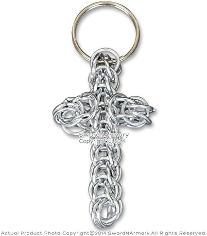 Medieval Gears Brand Aluminum Chainmail Cross Keychain Knights Templar Medieval Renaissance Costume