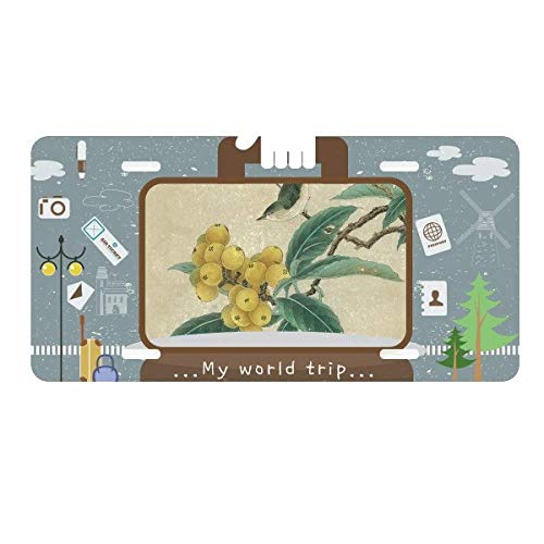 DIYthinker Loquat Embroidered Feather Figure Chinese Painting License Plate Car Decoration Tin Sign Travel - Thumbnail 2