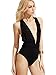 Verdusa Women's Sleeveless Sexy Deep V Neck Cross Back Bodysuit Black L