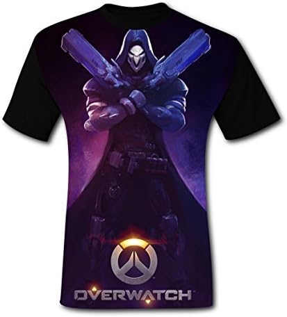 LLCOWTY Over-watch Reaper Mens T-shirt Athletic Short Sleeve Comfy Clothes 3D Print Unisex M