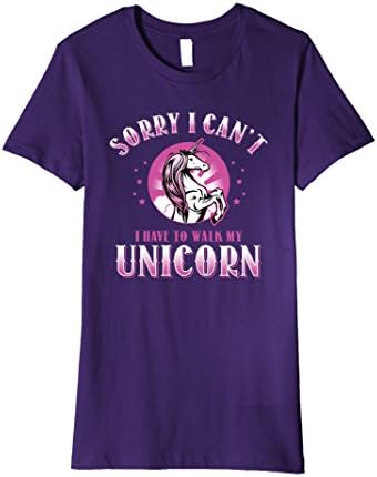 Womens Funny Sorry I Can't I Have To Walk My Unicorn Excuse Shirt Small Purple