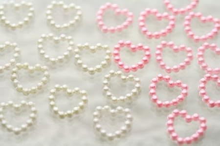 Amazon デコやネイルに 高品質パールストーン ハート型 チェーンデザイン ピンク 10mm おもちゃ雑貨 おもちゃ