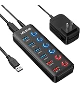 Powered USB 3.0 Hub, ABLEWE 6-Port USB Data Hub(12V/3A)with 2*QC 3.0(36W)Fast Charging Ports and ...