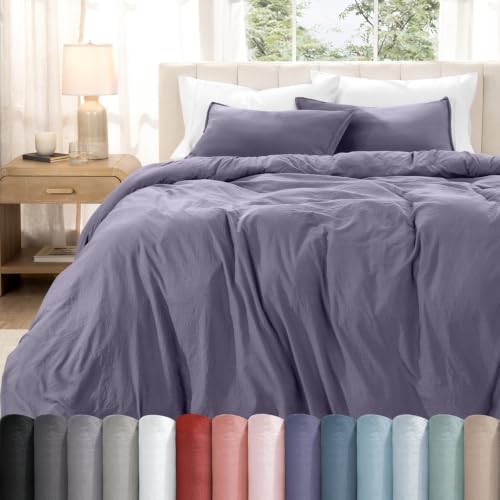 Bare Home Washed Duvet Cover Set Dusty Purple