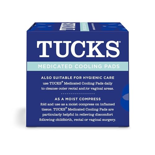 TUCKS MEDICATED COOLING PADS, 100 COUNT – PADS WITH WITCH HAZEL, CLEANSES SENSITIVE AREAS, PROTECTS FROM IRRITATION, HEMORRHOID TREATMENT, MEDICATED PADS USED BY HOSPITALS