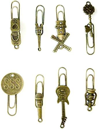 8 Pcs Metal Bookmarks Paper clip - Amupper Vintage Page Holder Stationery Office School Supplies (Clip Type2)
