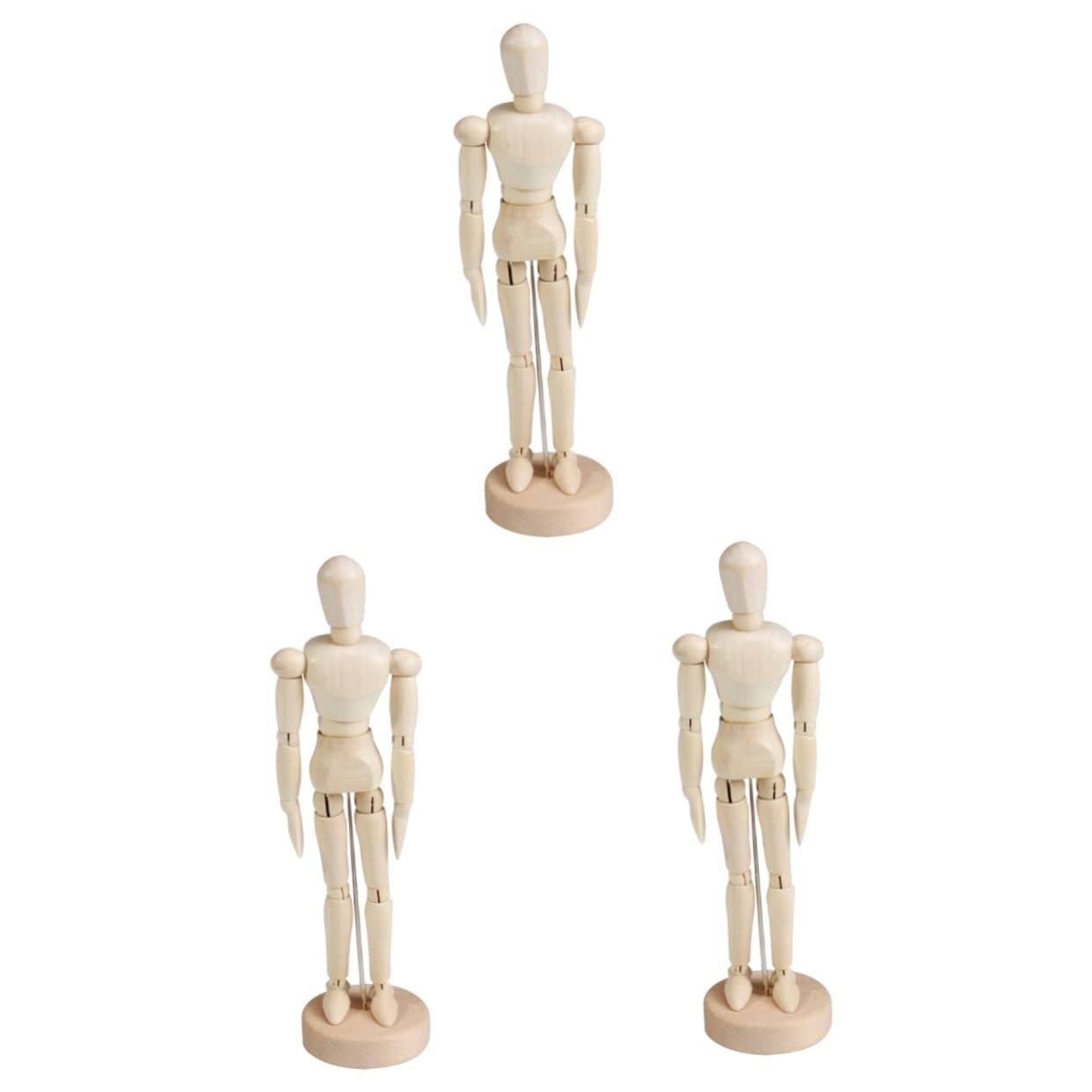 Toyvian Model 3pcs Model Action Figures Drawing Jointed Mannequin Moveable Wooden Manikin Wood Poseable Mannequin Puppet Woodenc Man Wooden Human Body