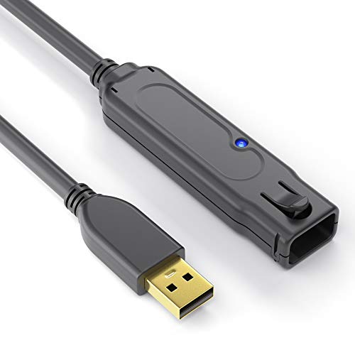 PureLink DS2100-120 USB 2.0 Aktiv Verlängerungskabel (USB-A Stecker auf USB-A Buchse), Spannungerversorgung vom USB Port, kein Netzteil benötigt, vergoldete Kontakte, 12,0m, schwarz