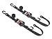 PowerTye 1.5in x 6.5ft Ergonomic Locking Ratchet Soft-Tye Straps with Heavy-Duty Latch Hooks - Made in USA - 1,000 lb. Working Load Limit / 3,000 lb. Breaking Strength - Black/Black (Pair)