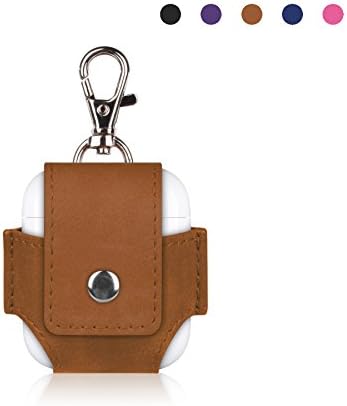 AirPods Leather Case with Clasp - PU Leather Protective Cover for Apple AirPods Charging Case (Brown)