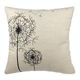 Luxbon - Morden Stylish Simplicity Dandelion Floral "As You Wish" Cotton Linen Sofa Couch Chair Throw Pillowcase Cushion Cover Decorative Insert Not Included