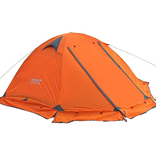 3-4 season 2-person Double Layer Backpacking Tent Aluminum Rod Windproof Waterproof for Camping Hiking Travel Climbing - Easy Set Up ... (Orange - 4 season tent)