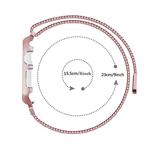 AHXLL Apple Watch Mesh Milanese Loop stainless Steel Replacement iWatch + Metal Protective case for Apple Watch Series 3, Series 2, Series 1, Sport& Edition (Rose Gold, 42MM)