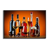 Framed Canvas Wall Art Wine Cups Canvas Prints Home Artwork Decoration for Living Room,Bedroom - 16x24 inches