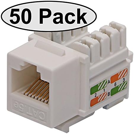 Cat5e RJ45 Modular Keystone Jack, 110 Style, White - Box of 50