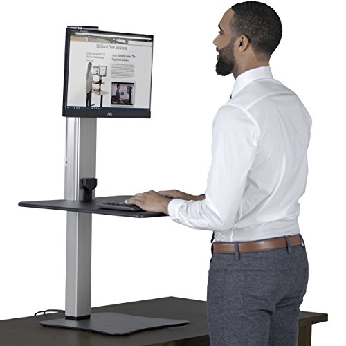 Victor DC400 High Rise Collection 1 Monitor Electric Sit Stand Desk Converter with Easy Tap Technology – Turn Your Desk into a Standing Desk with a Single Push of a Button