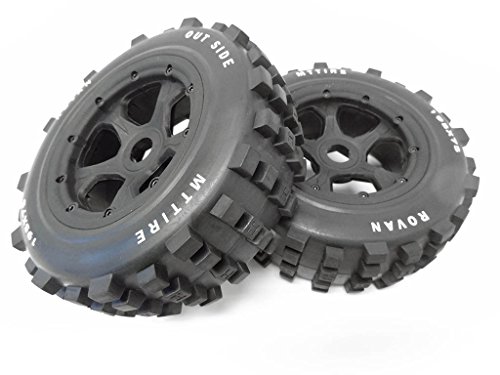 Rovan 1/5 Scale Truck Dirt Knobby Tires/Wheels 195x75 HPI Baja 5T Front Size (2)