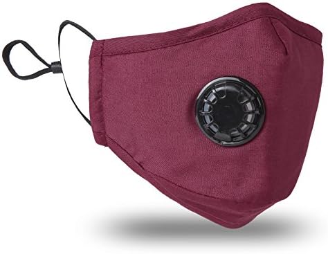 JayJay Pollution Dust Mouth Mask PM2.5 Carbon Filter Washable Cotton Respirator With Replaceable filters.,WINE
