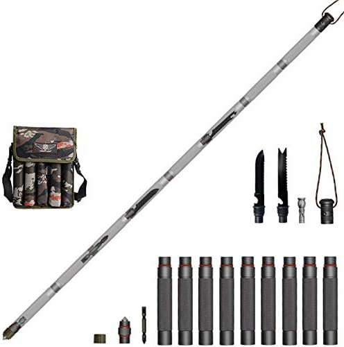 YAOHM Multifunctional Aluminium Alloy Survival Sticks 4/7/8/9 Sections Joinable Alpenstock Outdoor Defense Tactical Stick for Camping,9SectionStick