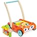cossy Wooden Baby Learning Walker Toddler Toys for 1 Year Old, Fox Blocks and Roll Cart Push and Pull Toy (34 pcs)