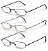 3-Pack Folding Reading Glasses (Gold, Gunmeta Black)- Extra Clear Vision (Includes - Case, Cleaning Cloth and Cord) +2.00