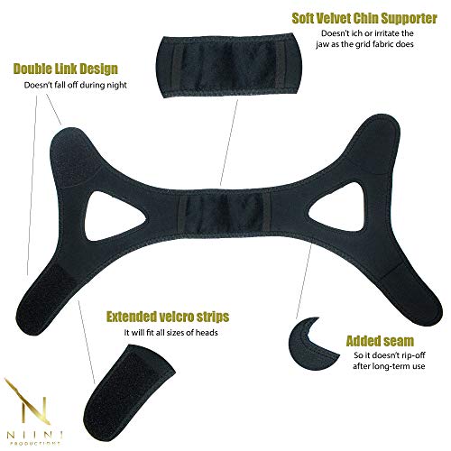 Anti-Snoring Chin Strap by Niini Healthâ„¢ - [2019 Upgraded Version] - Best Adjustable Snore Stopper Device - Sleep Aid Snoring Solution for Men and Women