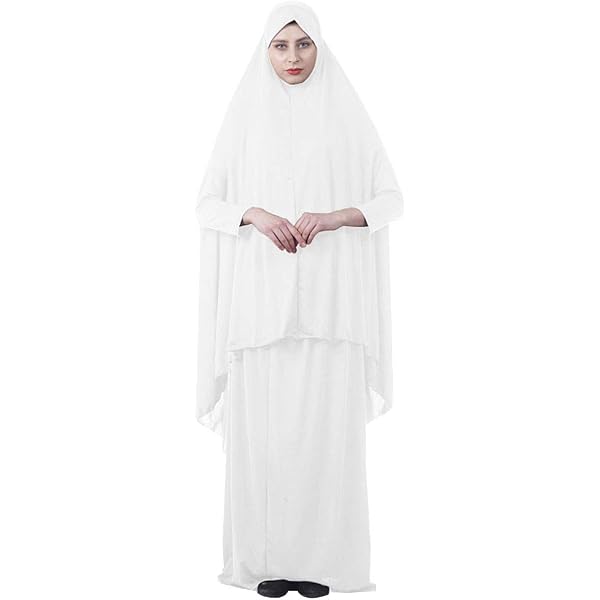 Amazon.com: EDITHA Women's Muslim Prayer Dress Hijab Scarf Islamic Abaya  Two-Piece Full Length Dress (White, L): Clothing, Shoes & Jewelry
