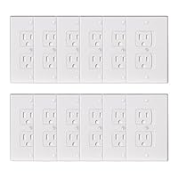 BUENAVO Universal Electrical Outlet Covers, Baby Safety Self-Closing Wall Socket Plugs Plate Alternate for Child Proofing, BPA Free (White-12 Pack)