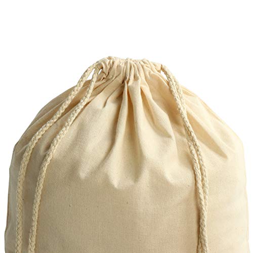 5 Bulk 11.8 x 15.7 Inch Organic Cotton Produce Bags Large Reusable Muslin Storage Organizing Drawstring Fabric Washable Bag for Shopping Laundry Grocery Vegetable Gift (Cotton, 11.8" x 15.7")