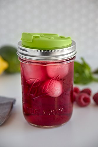 Jarware 82638 Drink Lid for Wide Mouth Mason Jars, Green