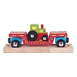 Bigjigs Rail Tractor Low Loader - Other Major Wooden Rail Brands are Compatible