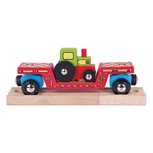 Bigjigs Rail Tractor Low Loader - Other Major Wooden Rail Brands are Compatible