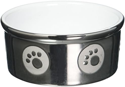 Ethical Pet Products (Spot) DSO6828 Stoneware Paw Print Dog Dish, 5-Inch, Titanium