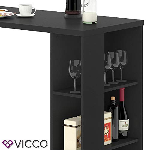VICCO Bartisch Noel Tresentisch Schwarz Ablagefächer 120 x 105,6 x 60 cm wahlweise mit Barhocker (ohne Barhocker) – Bild 7
