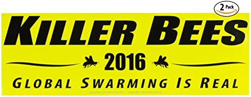 Witty Yeti's Killer Bees 2016 Bumper Sticker 2 Pack! Make Sure the Pollinator Trumps the Politician. Protest the Candidates with this Anti Hillary, Donald, &amp; Giant Meteor Car, Window, or Laptop Decal.