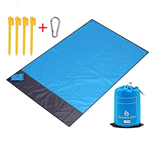 AMFunGO Outdoor Camping Oversize Cpmpact Beach Blanket for Famliy Size 4’x7′ Sand Proof Water Proof Portable