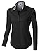 LE3NO Premium Womens Easy Care Long Sleeve Button Down Work Shirt