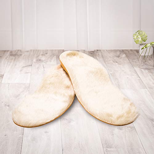 Wool Insoles with Arch Fit Soles Sheepskin Shoe Inserts Replacement Universal for Women Men Boots Cozy, M